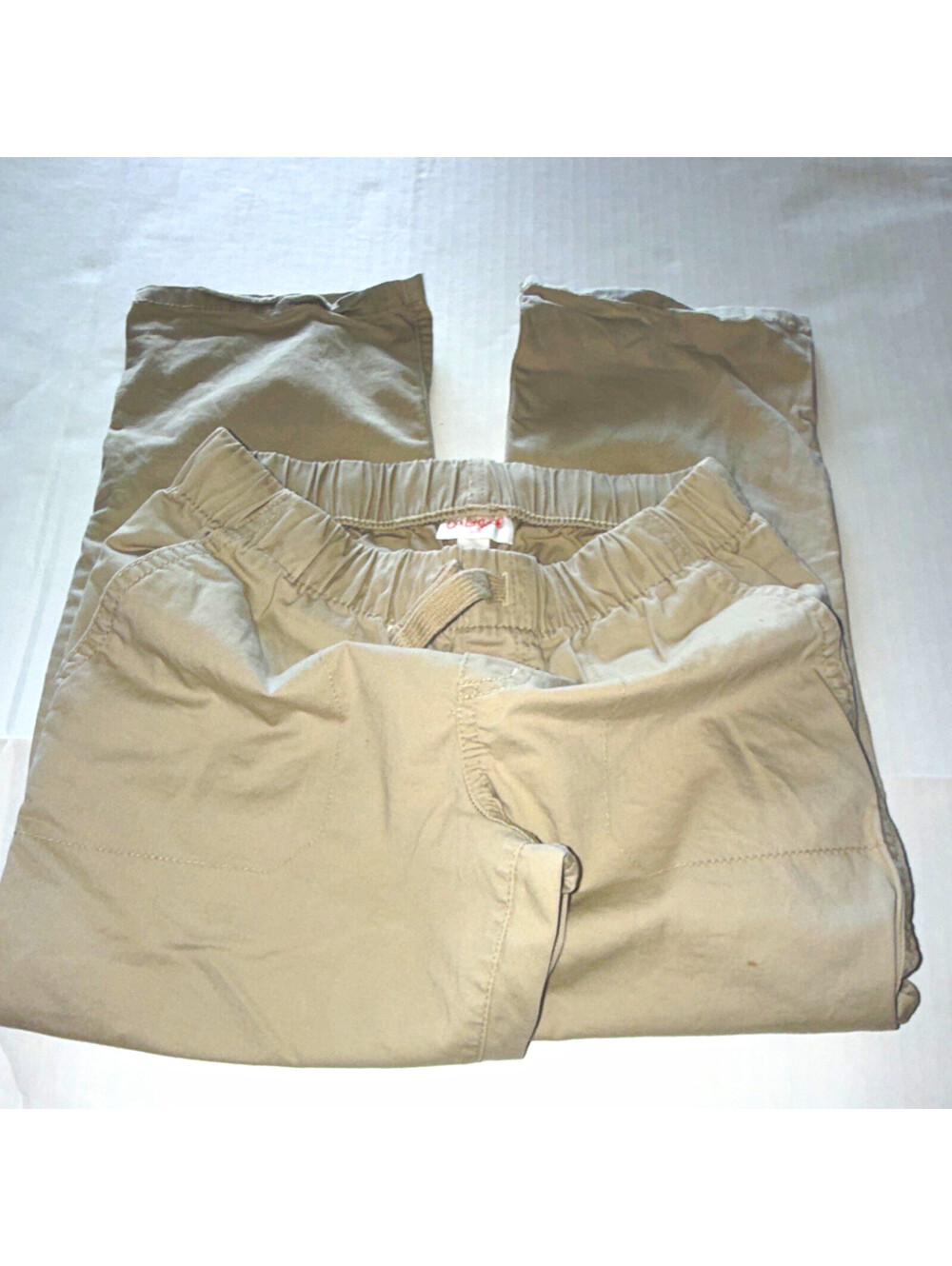 Cat & Jack Straight Pants Beige Size 8 Solid Elastic Waist Drawstring Uniform